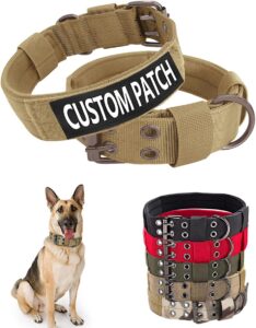 Collar táctico personalizado para perros medianos y grandes con nombre y número de teléfono, diseño resistente tipo militar, ajustable y diseñado para entrenamiento y control del perro