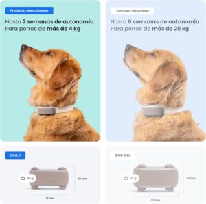 Localizador GPS Tractive para perros color marrón con seguimiento en tiempo real, alertas antifuga, monitor de actividad y avisos de salud para mejorar la seguridad y el bienestar de la mascota.