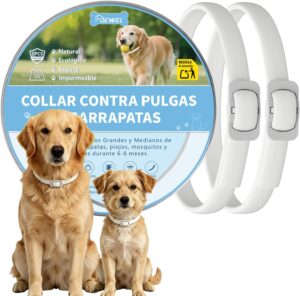 Collares antiparasitarios DEWEL para perros grandes y medianos, protección larga duración contra parásitos, pulgas y garrapatas