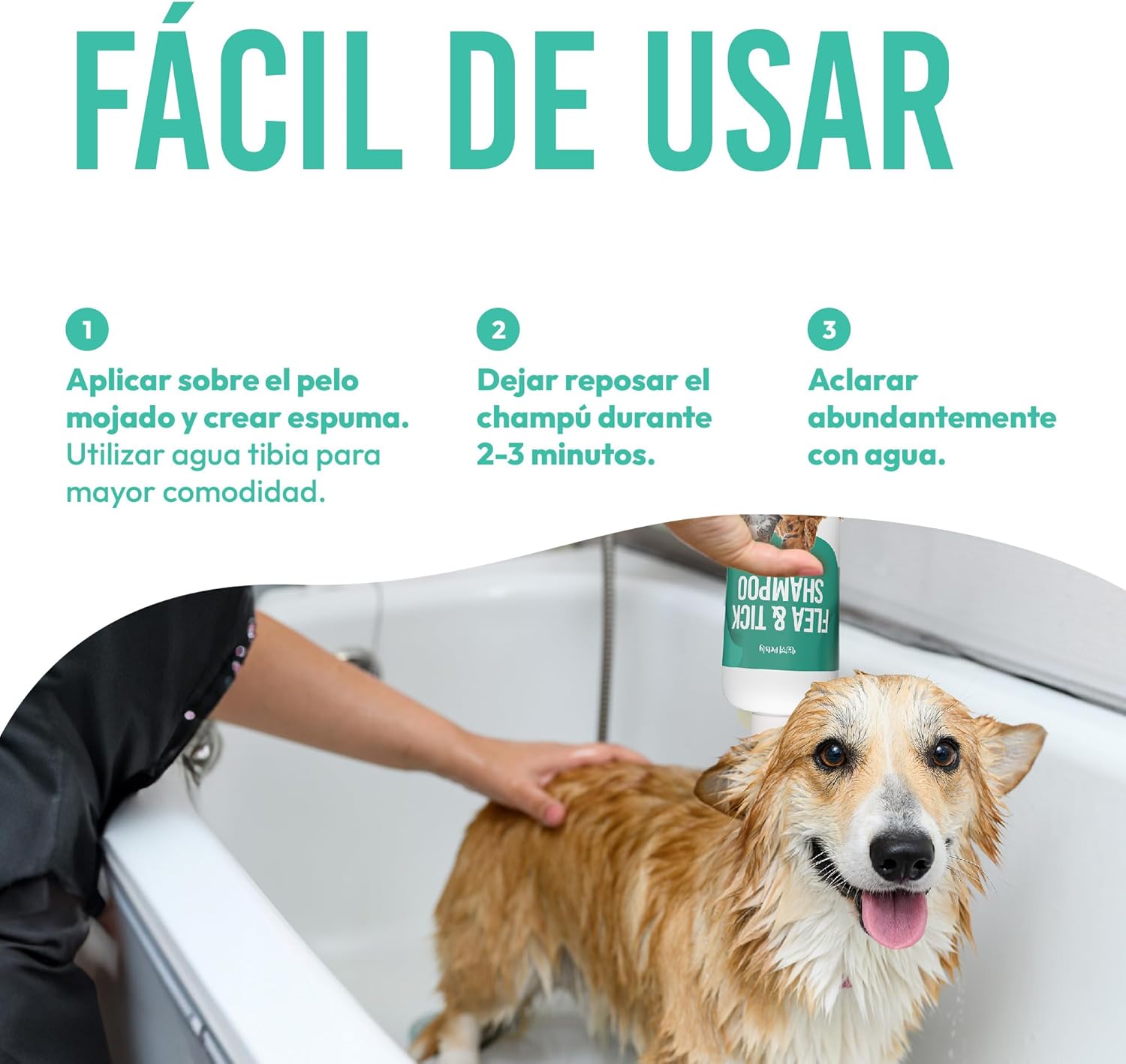 Champú Petsly antipulgas hidratante para control de pulgas y garrapatas