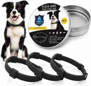 Collar antiparasitario para perros negro ajustable impermeable protección contra pulgas y garrapatas pack 3