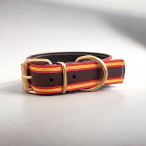 collar cuero vacuno para perros con bandera de españa