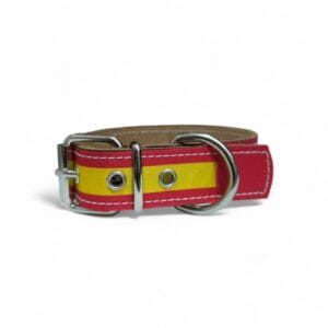 Collar de cuero de vacuno con bandera de España