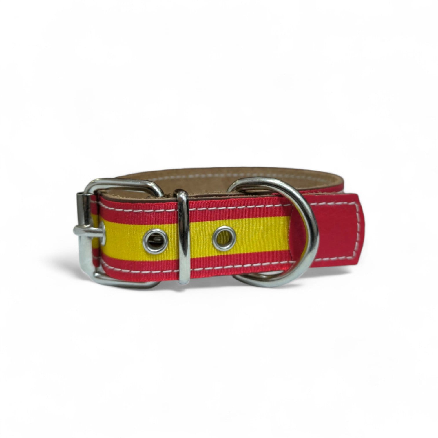 Collar de cuero de vacuno con bandera de España