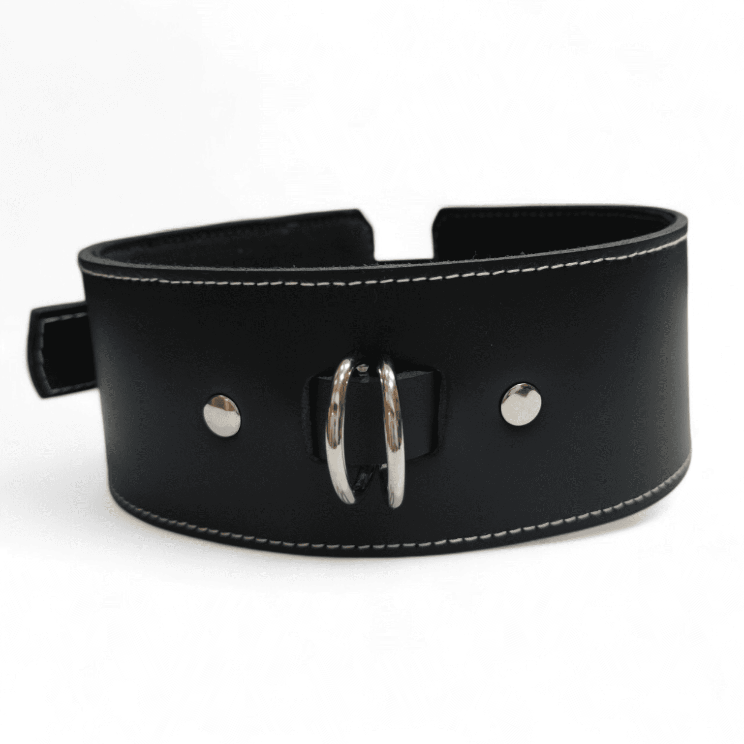 Collar de cuero negro artesanal ancho y acolchado para perros grandes y galgos.