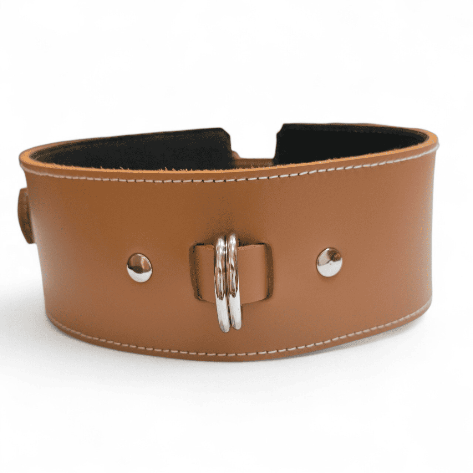 Collar de cuero marrón acolchado de vacuno natural para perros grandes y galgos de Canes Pasión.