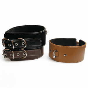 Collar de cuero artesanal ancho y acolchado para galgos y perros grandes de Canes Pasión.