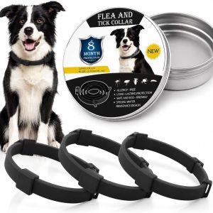 Collar antiparasitario para perros negro ajustable impermeable protección contra pulgas y garrapatas pack 3